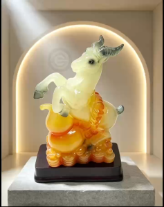CARRISWERTE Lucky Zodiac Goat ResinStatue 15cm | Wealth Prosperity Home Office Decor 3 Designs: Treasure Basin / Gold Ingot / Gourd