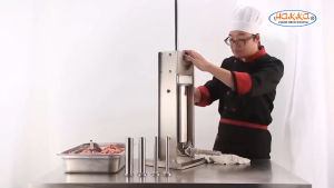 Máy làm lòng.Máy nhồi dồi sụn.Máy đùn xúc xích quay tay 5L