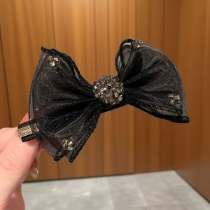 Elegant Water Diamond Butterfly Knot Net Hair Clip Popular Duckbill Top Clip Hair Accessories for Women Fringe Hair Clamp