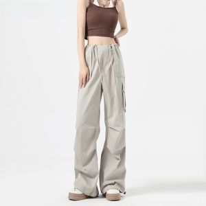 High Waist Workwear Pants for Women in Black Loose And Slimming American Sport Jazz Dance Wide Leg Casual Trousers