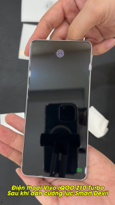 Kính cường lực Vivo iQOO Z10 Turbo Plus trong suốt full màn hình có khung hỗ trợ dán chính hãng Smart Devil