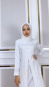 [ ARALLUCE ] Baju Dress Gamis Putih Wanita Muslim Kekinian Terbaru / Abaya Warna Putih Turkey Turki Gamis Kondangan Simple Elegan Mewah Modern Bisa Untuk Remaja Dewasa & Ibu Ibu2 Pengajian atau manasik Bahan Premium
