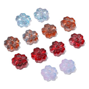 10pcs 14mm Crystal Glass Cherry Blossom Flower Beads Charm for Earring Necklace Bracelet DIY Jewelry Craft Making