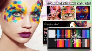 Rebellious Girl 26 Colors Water Activated Face Painting Kit for Kids Non Toxic Facepaint Kit with Brushes for Halloween and Christmas