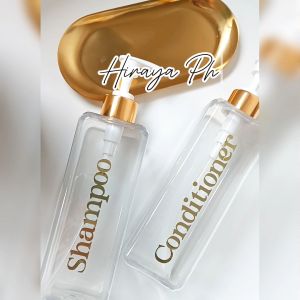 Hiraya Ph Alicia Square Bottle 500ml for Shampoo Hand Soap Dispenser Waterproof Labels for Hotel Airbnb Kitchen and Bath