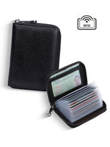SIFULUN | Anti-Magnetic Zipper Style Leather Card Wallet 20 Slots