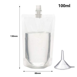 10pcs Transparents Stand Up Spout Pouches 100ml-500ml Leakproof Drink Bags for Juice Beverage Portable Travel Storage