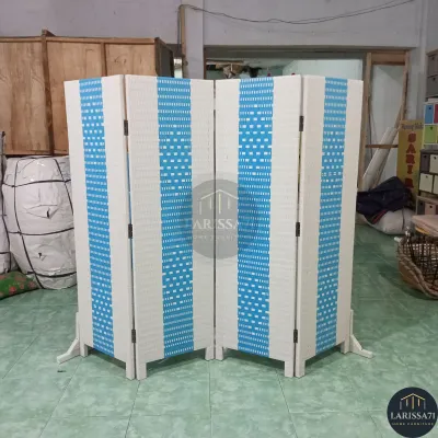 Pembatas Ruangan Rotan Sintetis 4 Panel