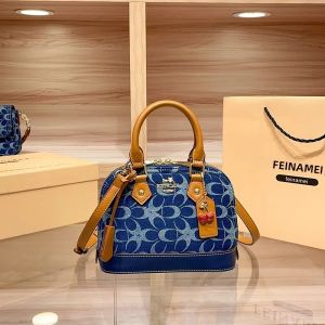 Túi Xách Nữ Thời Trang Denim Canvas Kiểu Retro Túi Vỏ Sò Cao Cấp Đeo Chéo Một Bên Vai Chất Liệu PVC Mềm Có Khóa Kéo