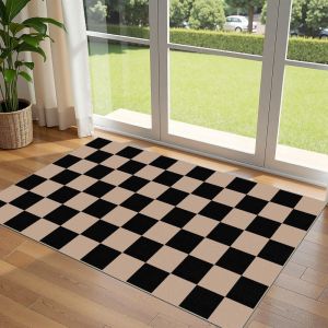 VIKAMA Minimalist Checkerboard Welcome Mat For Entrance Door Anti Slip And Absorbent Entrance Carpet Home Decoration