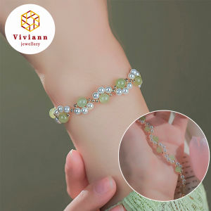 Viviann Original Design Hetian Jade Bracelet Girl Pearl Bracelet Canada Green Jades Beaded Bracelets Women Emerald Agate Vintage Strand Bangles Female Wristband Summer Gifts