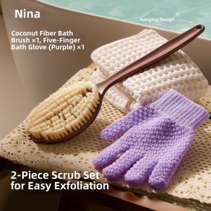 NILIYA | Back Scrubber Long Handle Soft Bristles Bathing Brush