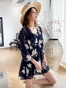 ชุดว่ายน้ำชายหาด พลัสไซส์ สำหรับผู้หญิง ชุดว่ายน้ำวันหยุดน้ำพุร้อน ชุดคลุม ชุดว่ายน้ำแยกเซ็กซี่สามชิ้น เสื้อผ้า 36366