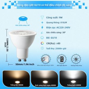 8 Bóng Đèn LED Có Thể Điều Chỉnh Độ Sáng E14 E27 GU10 3 Màu 3000K-6000K Đèn Lưỡi Lê Không Nhấp Nháy Để Chiếu Sáng Phòng Khách