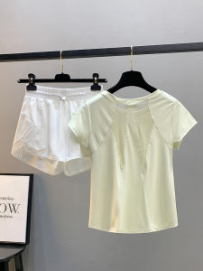 Womens Fitness Sports Set Summer Loose Slim Quick Dry Breathable Mesh Badminton Outfit Outdoor Running Gym Workout Clothes