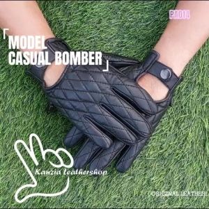 Kanzia PA014 Sarung Tangan Motor Kulit Domba Premium Diamond Full Finger