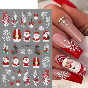 Cartoon 3D Santa Claus Snowman Nail Stickers Christmas Series Nail Art Decoration Relief Snowflakes Leaves Stickers For Nails