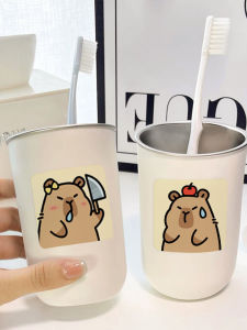 Couples Portable Toothbrush Cup High Aesthetic Value 304 Stainless Steel Washing Mouth Cup Travel Convenient Brushing Cup