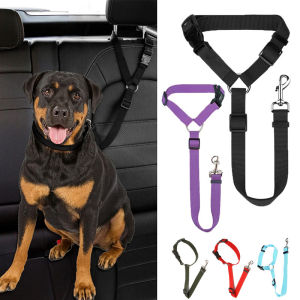 2-in-1 Pet Car Seat Belt Nylon Lead Leash Backseat Safety Belt Adjustable Dogs Harness Collar Dog Chain Accessories