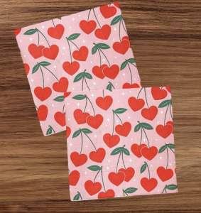 Party Dinner Napkin Serviette Disposable Paper Tissues- Colour Hearts Red Green Leaves Valentine Romantic Print [NSP088]