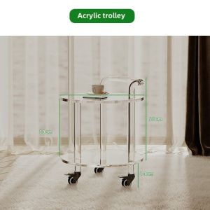 Acrylic round Tea Table Sofa Side Table Removable Accessible Luxury Trolley Modern Minimalist Transparent Glass Small Table