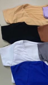 HVDENIM Scoop Neck Double Lining Basic Top Tee Semi Full Length  Body Hugging Tops Slim-fitting for Women Casual Top T-shirt Free size #DLS088