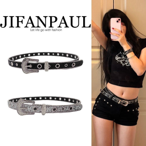 JIFANPAUL | Silver Retro Design Belt with Small Water Drizzle Y2K Aby Style Punk