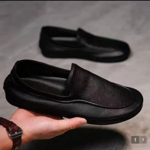 Mens Casual Business Shoes Para 2025 New Autumn Leather Shoes Comfortable Breathable round Toe Low Heel Rubber Outsole