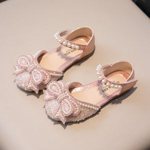 Princess Style Childrens Shoes Comfortable Fashionable Sandals Butterfly Knot Toe Cover Diamond Embellished Spring Summer Kids Footwear