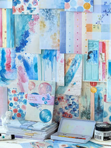 Watercolor Material Book Retro Artistic Scrapbooking Sticker Paper Background Decoration Note Paper Dyeing Painting Notebook