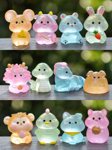 ShuiYunZuoBian | New Night Glow Zodiac Animal Blind Bag Creative Mini Desktop Decoration Resin Craft Collectible Item Chinese Culture Themed Toy