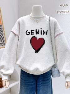 Oversize Sweatshirt Womens plus Size 300 Pounds American High Street Style Spring Autumn Loose Trendy Top Casual Wear