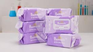 Poomsoft 100 Pcs/Pack Baby Wet Wipes Lavender Scented No-Alcohol Gentle Disposable Cotton Wipes