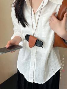 Korean Style Long Leather Necklace Magnetic Eye Wear Clip Bag Pendant Women Luxury Minimalist Neck Chain Jewelry Accessory