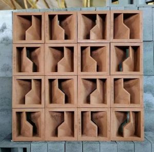 Roster beton minimalis Motif petir Hiasan dinding Warna abu putih merah Lubang angin Anti tampias