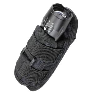Tactical Flashlight Pouch Holster Rotatable Holder Belt Clip Tactical Torch Carry Case with 360 Degree Carabiner Reel Clip