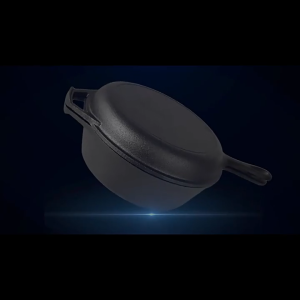 LENODI 10 Inch 26cm Cast Iron 2-in-1 Dual Use Pot with Lid Heavy Duty Cooking Pan Compatible Gas Induction Stove Oven Non-stick Pre-seasoned Skillet for Frying Stewing