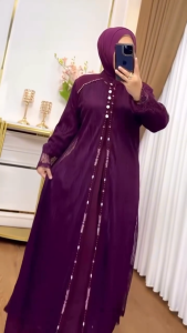 COD VIolla Set Dress + Outer Ceruty Brokat Dress Kondangan Terbaru Dress Mewah Dress Dewasa Terbaru