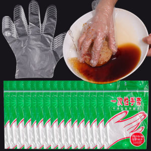 200Pcs PE Disposable Gloves Food Grade Transparent Kitchen-Gloves For Food-Processing Tableware Accessories