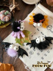 Small Meow Claw Original Handmade Halloween Cute Hair Accessories Orange Black Spider Bat Barrettes Holy Three-Dimensional Headdress