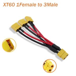 XT60 Male/Female Parallel Battery Connector 3-Way 14AWG Silicone Wire Dual Extension Y Splitter 100mm for Battery Charger Moto
