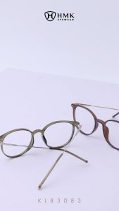 Gọng Kính Cận Kim Loại Phối Nhựa Nam Nữ HMK Eyewear Dáng Oval Dễ Mang Xinh Xắn Có Thể Lắp Cận - KL83083