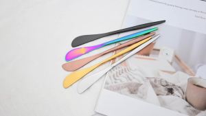 6Pcs Gold Butter Knife Pizza Cheese Dessert Knife Stainless Steel Cutlery Cream Knives Breakfast Toast Bread Knife Kichen Tools