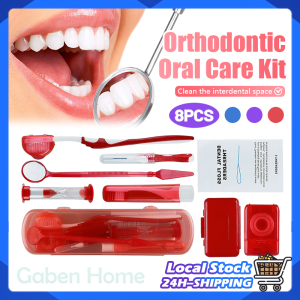 8Pcs/Set Orthodontic Oral Care Kit Portable Dental Toothbrush Oral Hygiene With Interdental Brush Floss Thread Wax Travel Kit