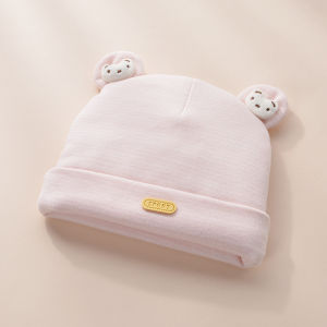 หมวกเด็กหมวกสวมหัวสำหรับเด็กฤดูใบไม้ผลิและฤดูใบไม้ร่วงหมวกยางผ้าฝ้ายแท้สำหรับทารกแรกเกิดหมวกกันหนาวน่ารักสุดๆสำหรับเด็กเล็ก0-3เดือนสำหรับฤดูหนาว