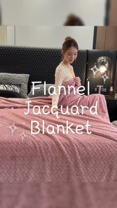 CozyHome Plain Flannel Jacquard Blanket Office Sofa Selimut Gebu Tebal Lembut Travel Comforter Kids #BXN
