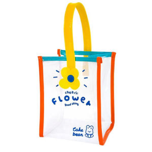 Student Cute Tote Flower Square Vertical Casual Small Square Bag Jelly PVC Portable Cartoon Ins Handbag