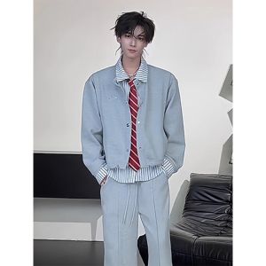 Casual Striped Shirt Mens Loose Fit Open Cardigan Style Polyester Fiber Long Sleeve Warmth Male Childrens Spring Autumn Wear