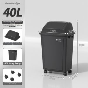 No Lid Square Large Capacity Wheeled Moving Garbage Bin