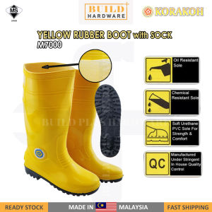 KORAKOH M7000 Yellow PVC Rubber Boot With Sock (Size: 39-44) 黄色水鞋 Kasut Boot Getah Safety Shoes